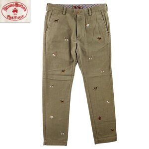 Brooks Brothers Red Fleece Pants Dogs Embroidered Corduroy Men's 34x32